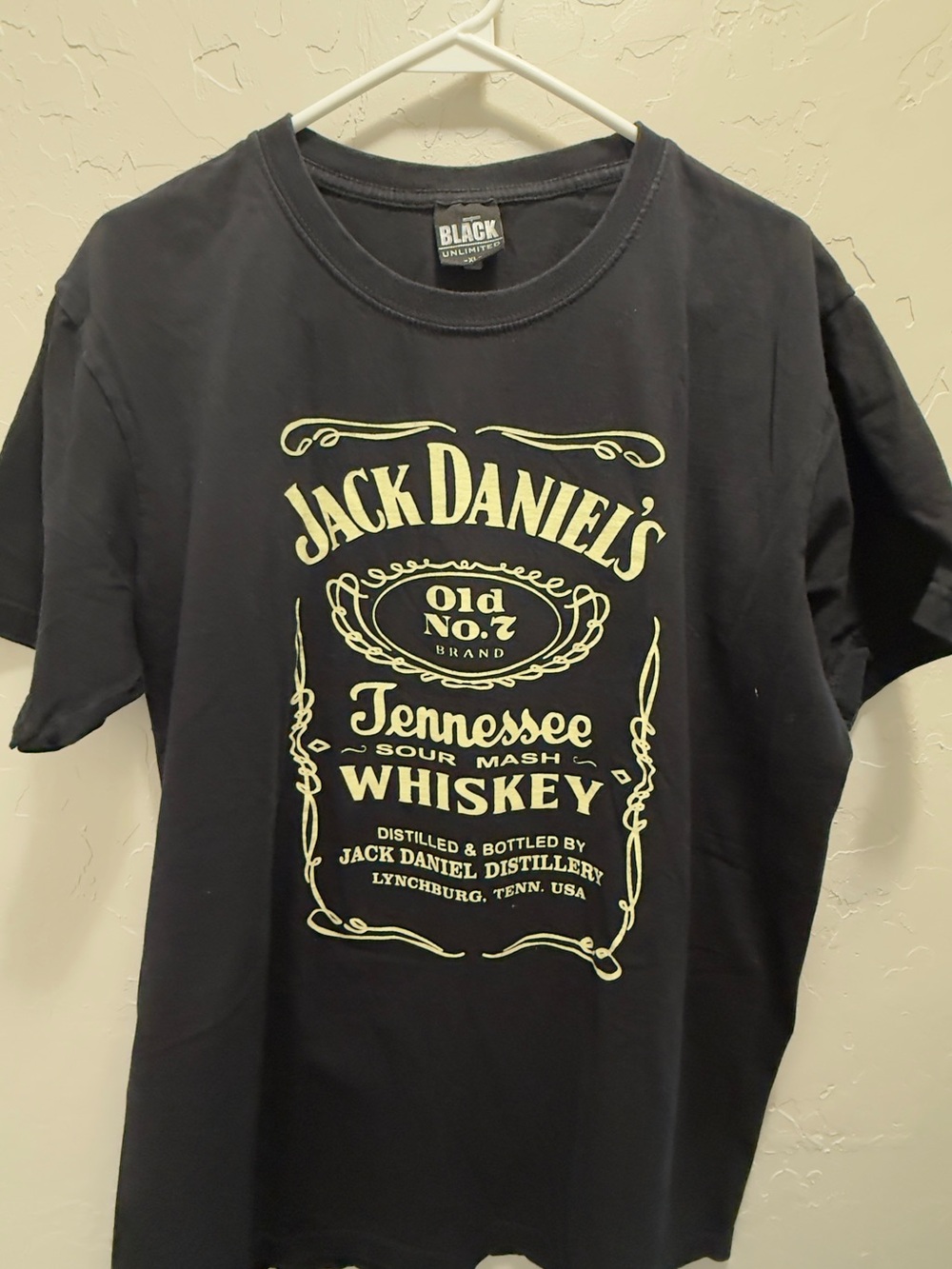 Jack Daniels Black Tee with Cream Logo Graphic